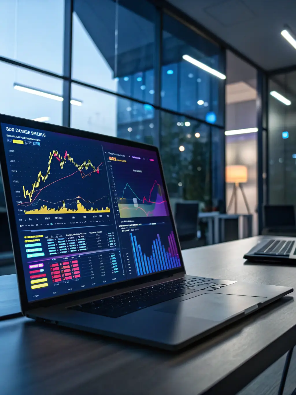 An AI-generated image illustrating a risk scoring dashboard with various risk factors and scores, emphasizing the comprehensive risk assessment capabilities.