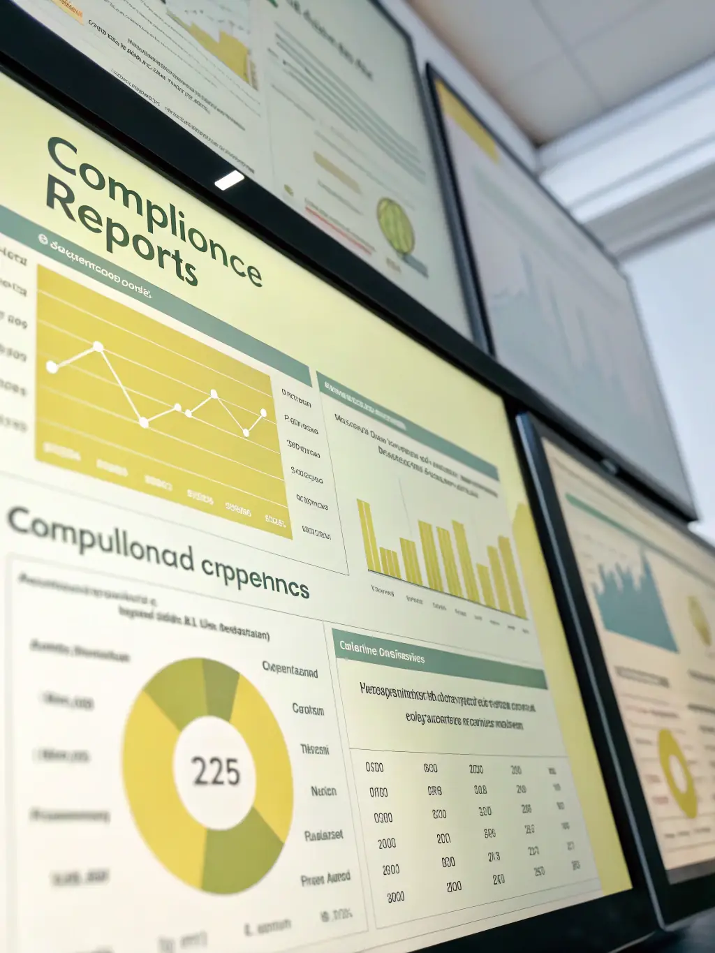 An AI-generated image representing Basel III compliance, showing regulatory reports and compliance checks being automatically generated.