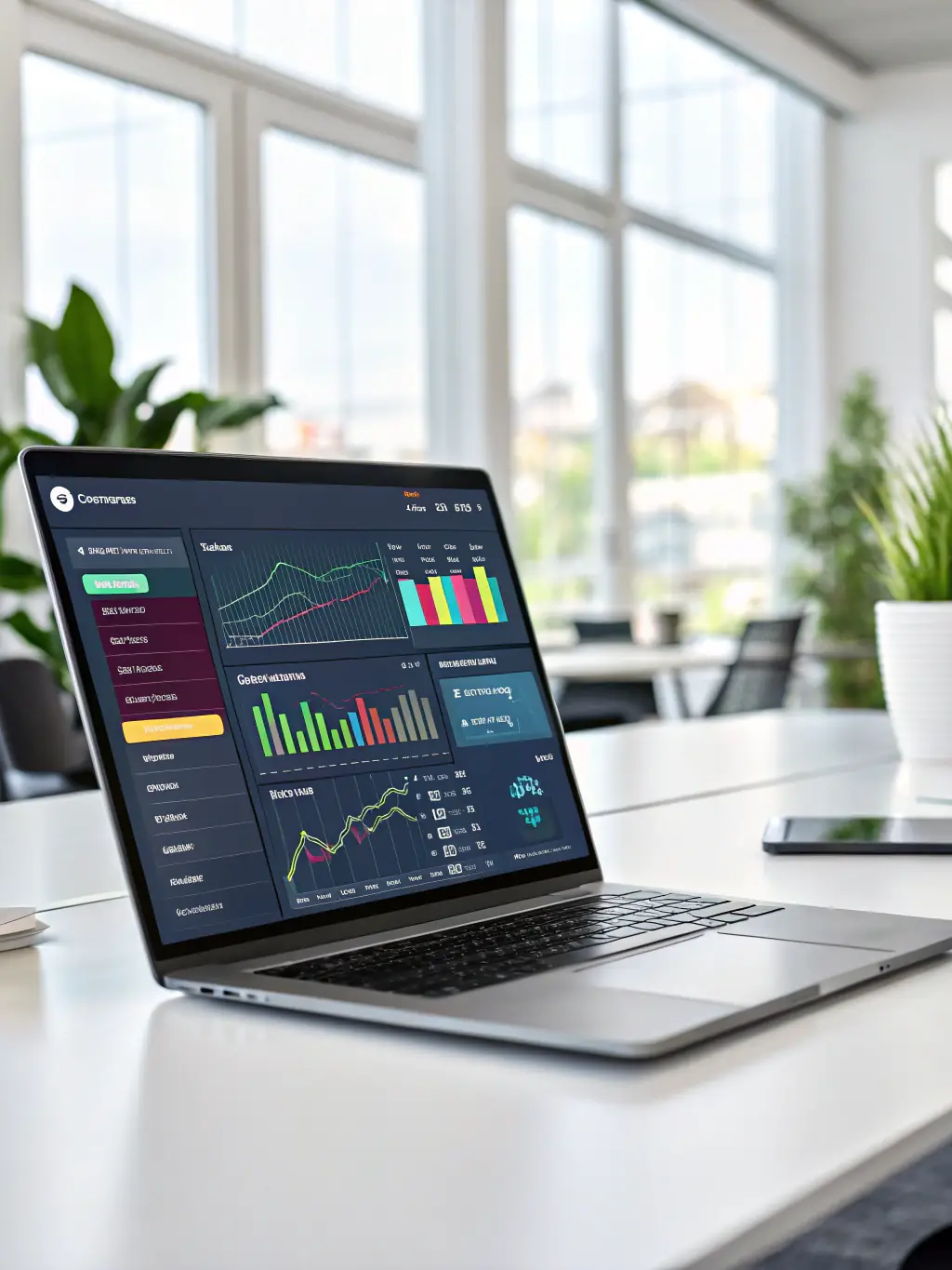 A vibrant image showcasing DASTRA Finance's user interface, highlighting its intuitive design and ease of use in generating business plans.