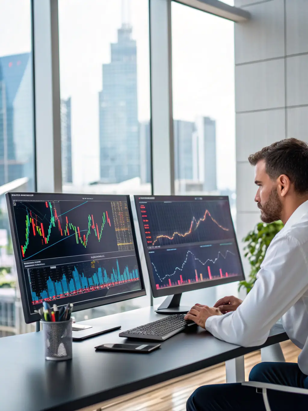 An image depicting DASTRA Finance analyzing financial data and market trends, illustrating its AI-powered analytical capabilities.