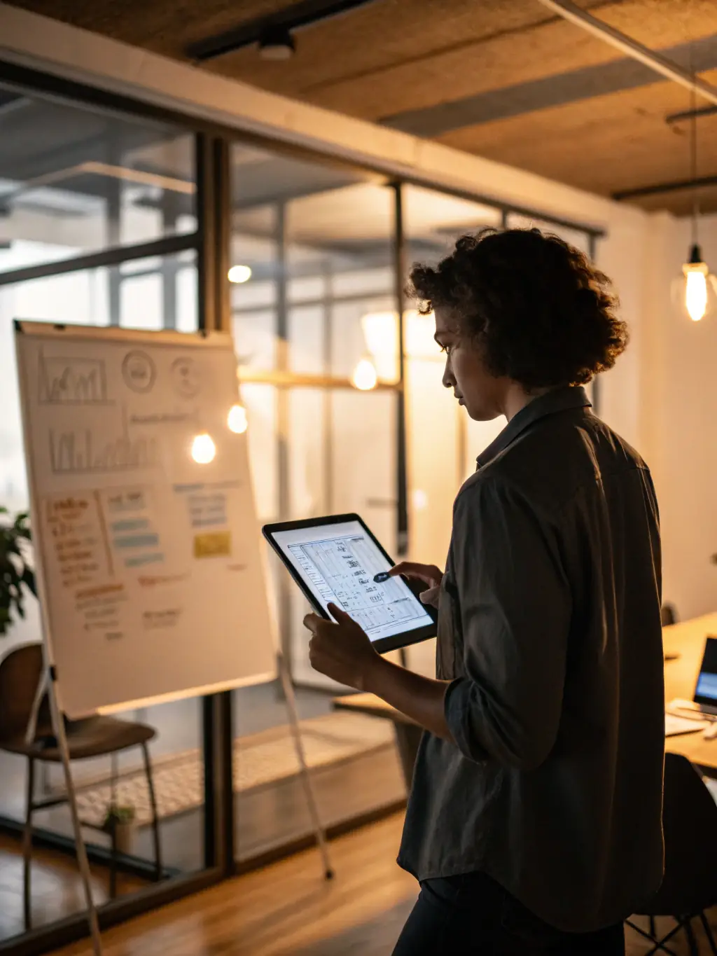 An image showing a business owner confidently presenting a DASTRA Finance-generated business plan to potential investors.