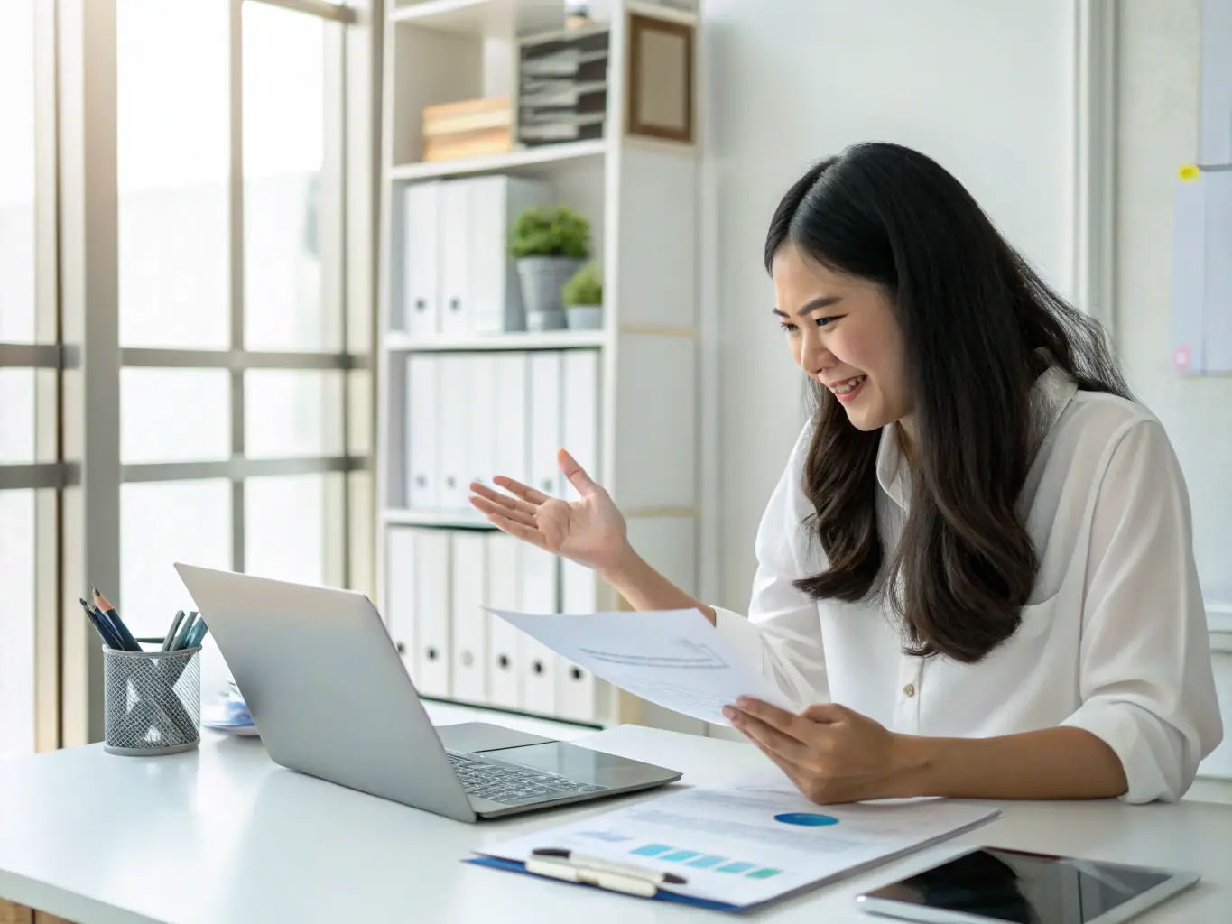 An image of a professional editing a PDF document on a laptop, with AI-powered data extraction highlights.